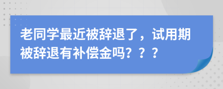 老同學(xué)最近被辭退了，試用期被辭退有補(bǔ)償金嗎？？？
