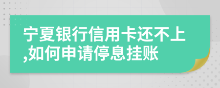 寧夏銀行信用卡還不上,如何申請停息掛賬