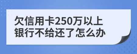 欠信用卡250萬以上銀行不給還了怎么辦