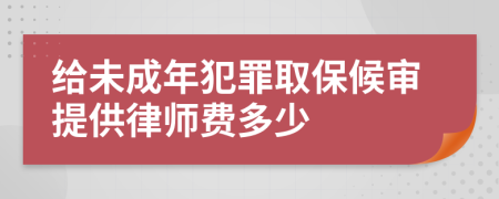 給未成年犯罪取保候?qū)徧峁┞蓭熧M(fèi)多少