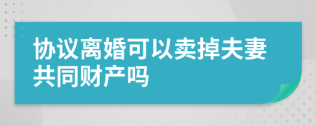 協(xié)議離婚可以賣掉夫妻共同財(cái)產(chǎn)嗎