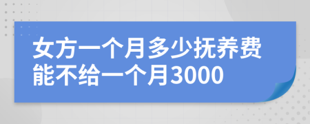 女方一個月多少撫養(yǎng)費能不給一個月3000