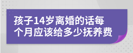 孩子14歲離婚的話每個月應該給多少撫養(yǎng)費