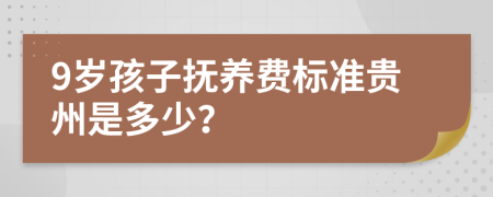 9歲孩子撫養(yǎng)費標準貴州是多少？