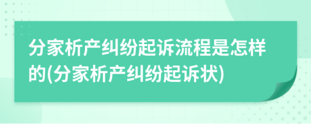 分家析產(chǎn)糾紛起訴流程是怎樣的(分家析產(chǎn)糾紛起訴狀)