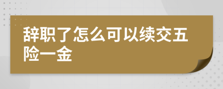 辭職了怎么可以續(xù)交五險(xiǎn)一金