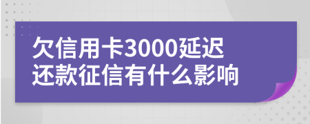 欠信用卡3000延遲還款征信有什么影響