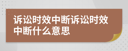 訴訟時效中斷訴訟時效中斷什么意思