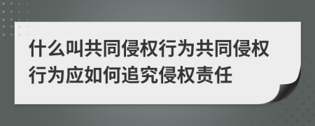 什么叫共同侵權行為共同侵權行為應如何追究侵權責任