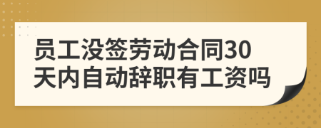 員工沒(méi)簽勞動(dòng)合同30天內自動(dòng)辭職有工資嗎