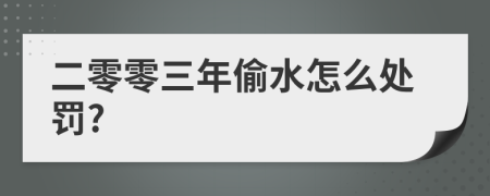 二零零三年偷水怎么處罰?