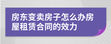 房東變賣(mài)房子怎么辦房屋租賃合同的效力