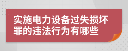 實(shí)施電力設備過(guò)失損壞罪的違法行為有哪些