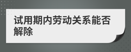 試用期內(nèi)勞動關(guān)系能否解除