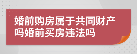 婚前購房屬于共同財產(chǎn)嗎婚前買房違法嗎