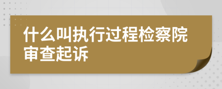 什么叫執(zhí)行過程檢察院審查起訴