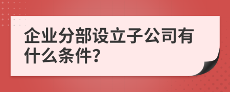 企業(yè)分部設(shè)立子公司有什么條件？