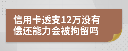 信用卡透支12萬沒有償還能力會被拘留嗎