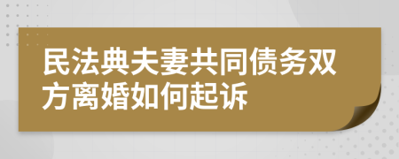 民法典夫妻共同債務雙方離婚如何起訴