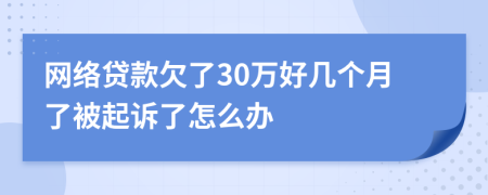 網(wǎng)絡(luò)貸款欠了30萬好幾個(gè)月了被起訴了怎么辦