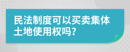 民法制度可以買(mǎi)賣(mài)集體土地使用權(quán)嗎？