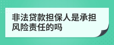 非法貸款擔(dān)保人是承擔(dān)風(fēng)險(xiǎn)責(zé)任的嗎