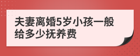 夫妻離婚5歲小孩一般給多少撫養(yǎng)費