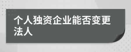 個(gè)人獨(dú)資企業(yè)能否變更法人
