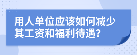 用人單位應(yīng)該如何減少其工資和福利待遇?