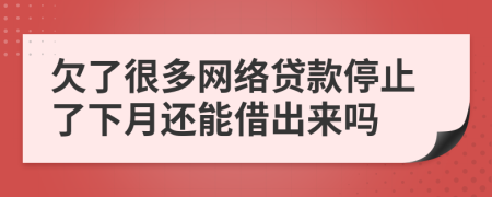 欠了很多網(wǎng)絡(luò)貸款停止了下月還能借出來(lái)嗎
