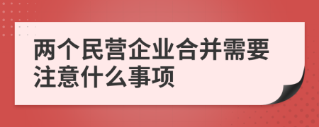 兩個民營企業(yè)合并需要注意什么事項
