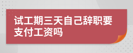 試工期三天自己辭職要支付工資嗎