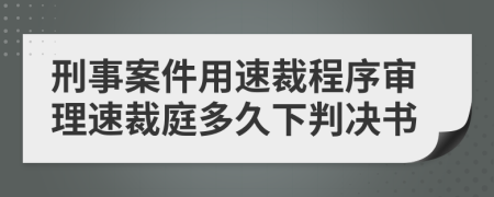 刑事案件用速裁程序?qū)徖硭俨猛ザ嗑孟屡袥Q書