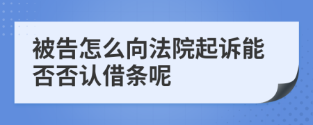 被告怎么向法院起訴能否否認(rèn)借條呢