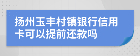 揚州玉豐村鎮(zhèn)銀行信用卡可以提前還款嗎