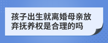 孩子出生就離婚母親放棄撫養(yǎng)權(quán)是合理的嗎