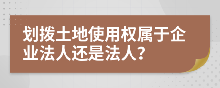 劃撥土地使用權(quán)屬于企業(yè)法人還是法人？