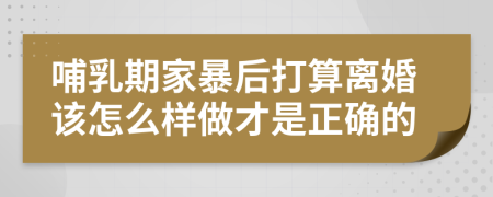 哺乳期家暴后打算離婚該怎么樣做才是正確的