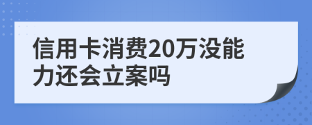 信用卡消費(fèi)20萬(wàn)沒(méi)能力還會(huì)立案嗎