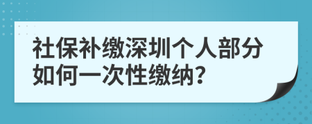 社保補(bǔ)繳深圳個(gè)人部分如何一次性繳納？