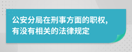 公安分局在刑事方面的職權(quán),有沒有相關(guān)的法律規(guī)定