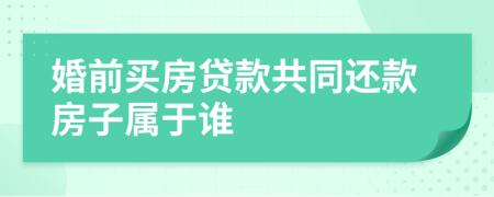婚前買房貸款共同還款房子屬于誰