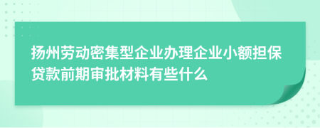 揚州勞動密集型企業(yè)辦理企業(yè)小額擔保貸款前期審批材料有些什么