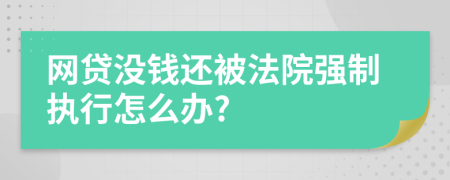 網貸沒錢還被法院強制執(zhí)行怎么辦?