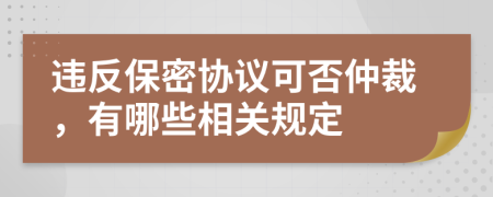 違反保密協(xié)議可否仲裁，有哪些相關(guān)規(guī)定