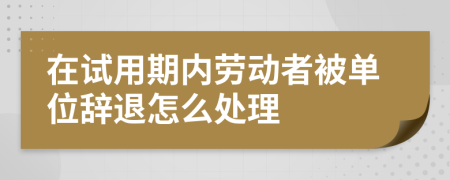 在試用期內勞動者被單位辭退怎么處理