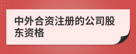 中外合資注冊的公司股東資格