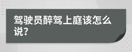 駕駛員醉駕上庭該怎么說？