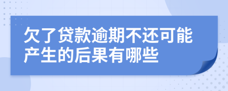 欠了貸款逾期不還可能產生的后果有哪些