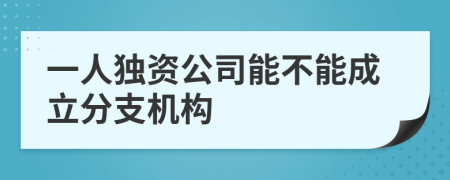 一人獨資公司能不能成立分支機構